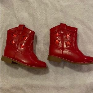 Red boots with sparkly stars